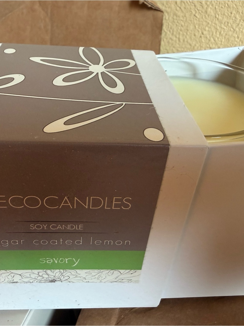 Eco Candles Soy Candle - Sugar Coated Lemon (Green, Brown, Cream)